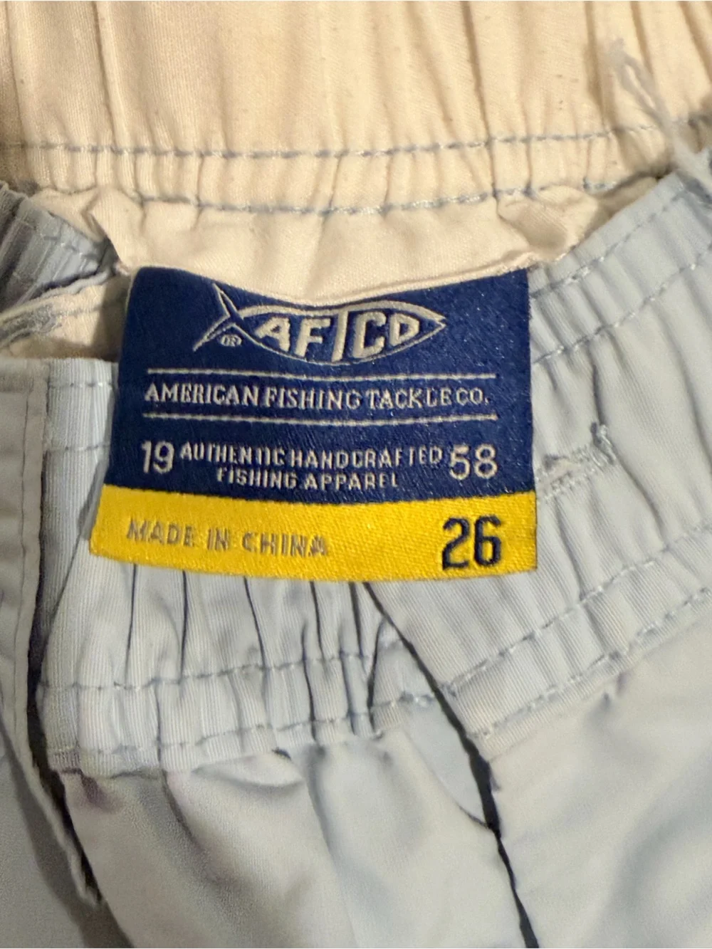 AFTCO Light Blue Fishing Shorts with Yellow Trim